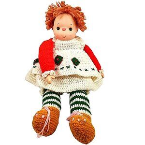 Vintage Raggedy Doll With Crochet Outfit & Yarn Hair